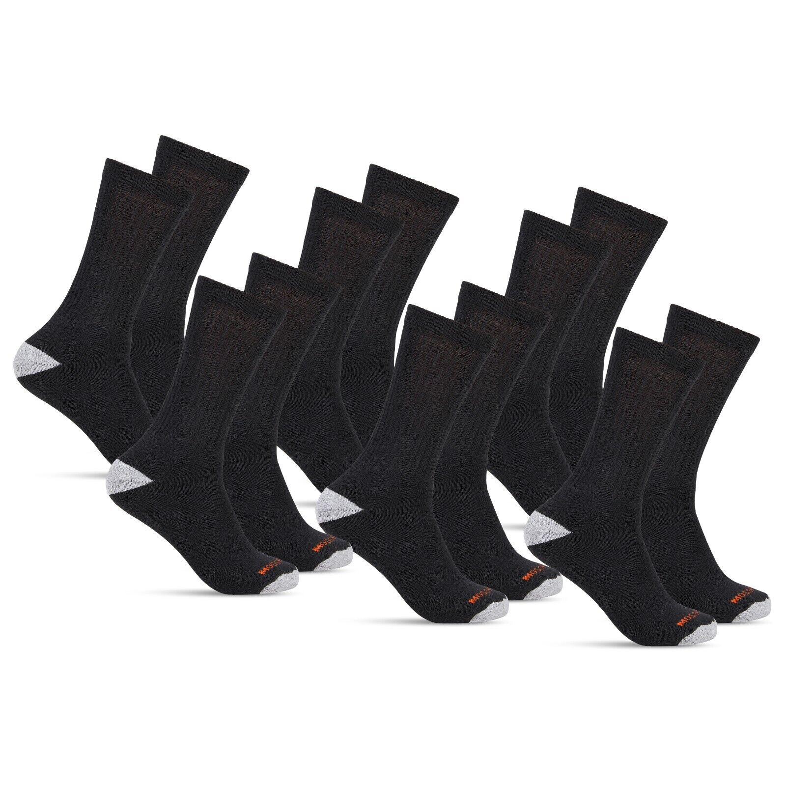 Men's 6 Pairs Mossy Oak Crew Socks Solid Sports Athletic Work Plain Black White